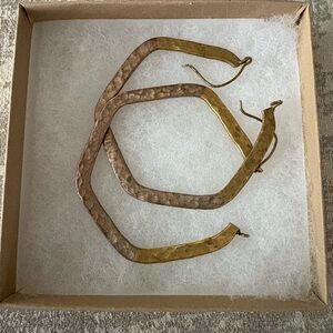 Anthropologie Gold and Brown Hammered Earrings